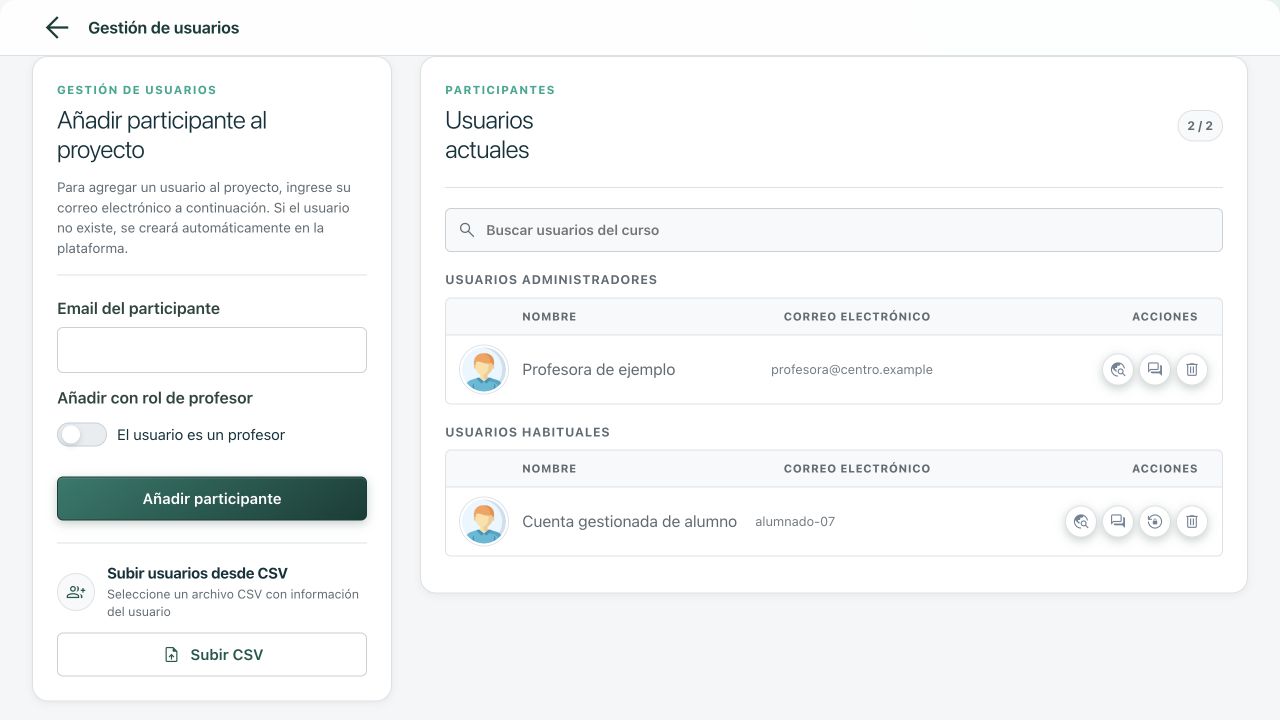 Cuenta gestionada con la acción para restablecer la contraseña